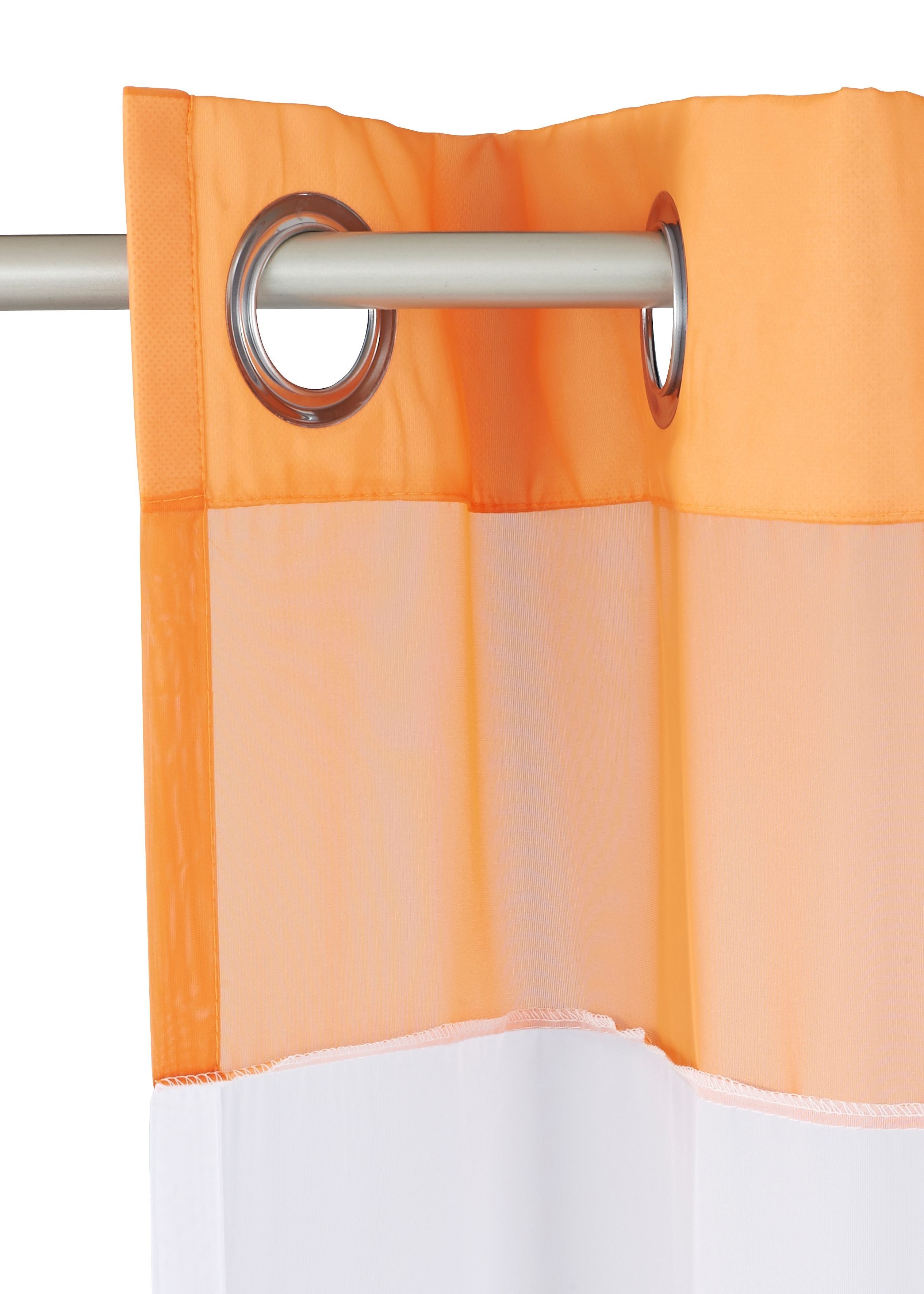 Gardine Villars, transparent, 2 my Voile, inkl. Vorhang, orange Raffhalter, Fertiggardine, home, (2 St), transparent Ösen