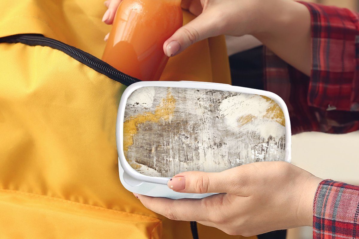 Farbe - Erwachsene, Brotdose, und Gelb, weiß und Gold MuchoWow Lunchbox (2-tlg), Jungs für für - Mädchen Brotbox Kinder Kunststoff,