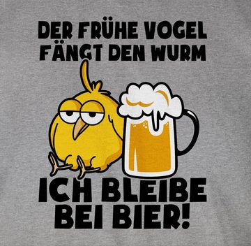 Shirtracer T-Shirt Der frühe Vogel fängt den Wurm! Ich bleibe bei Bier! - schwarz Party & Alkohol Herren