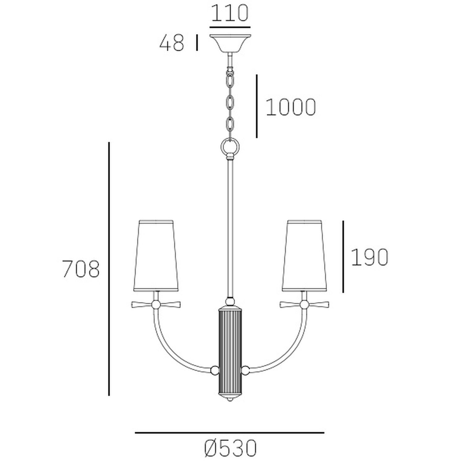 Licht-Erlebnisse Kronleuchter QUIRLA, ohne Leuchtmittel, Stoff Metall 53 cm breit H: max. 184 cm verstellbar 4-flammig E14