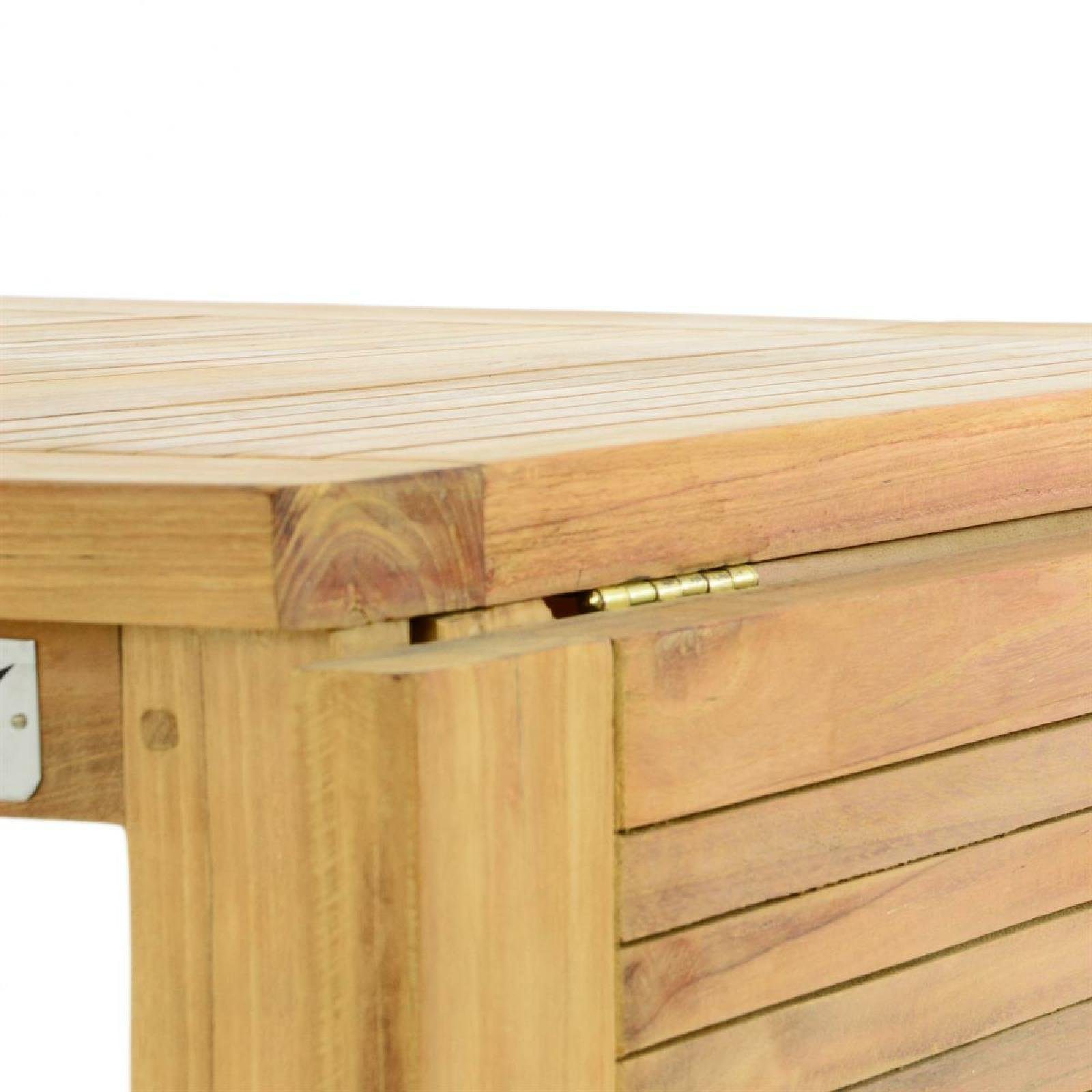 VCM Gartentisch Balkontisch Teak H. 75 x B. 65 x T. 135 cm, Klapptisch, hochwertig Teak Holz – Bild 4 von 5