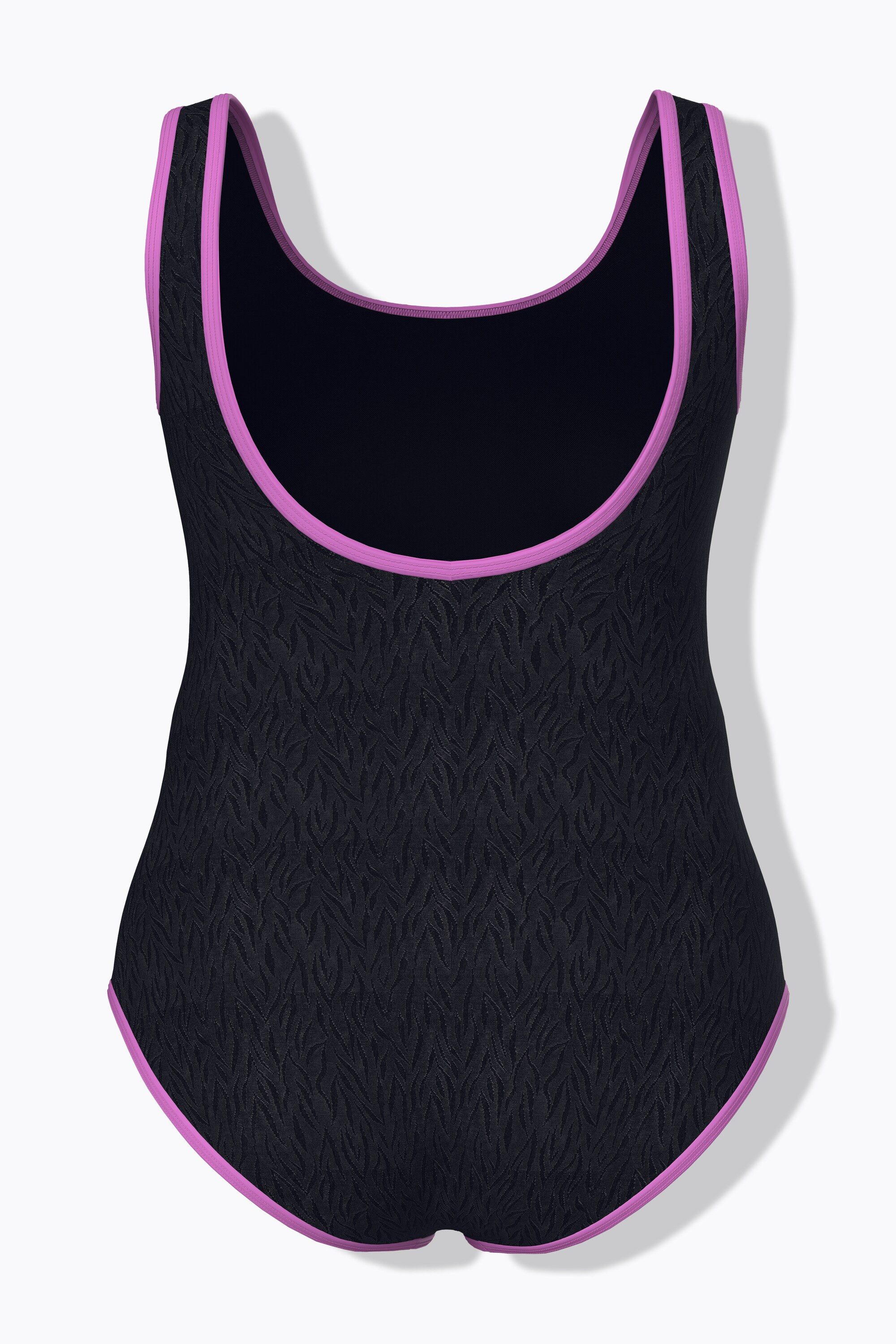 Ulla Popken Badeanzug Badeanzug farbige Paspeln ohne Softcups Rundhal