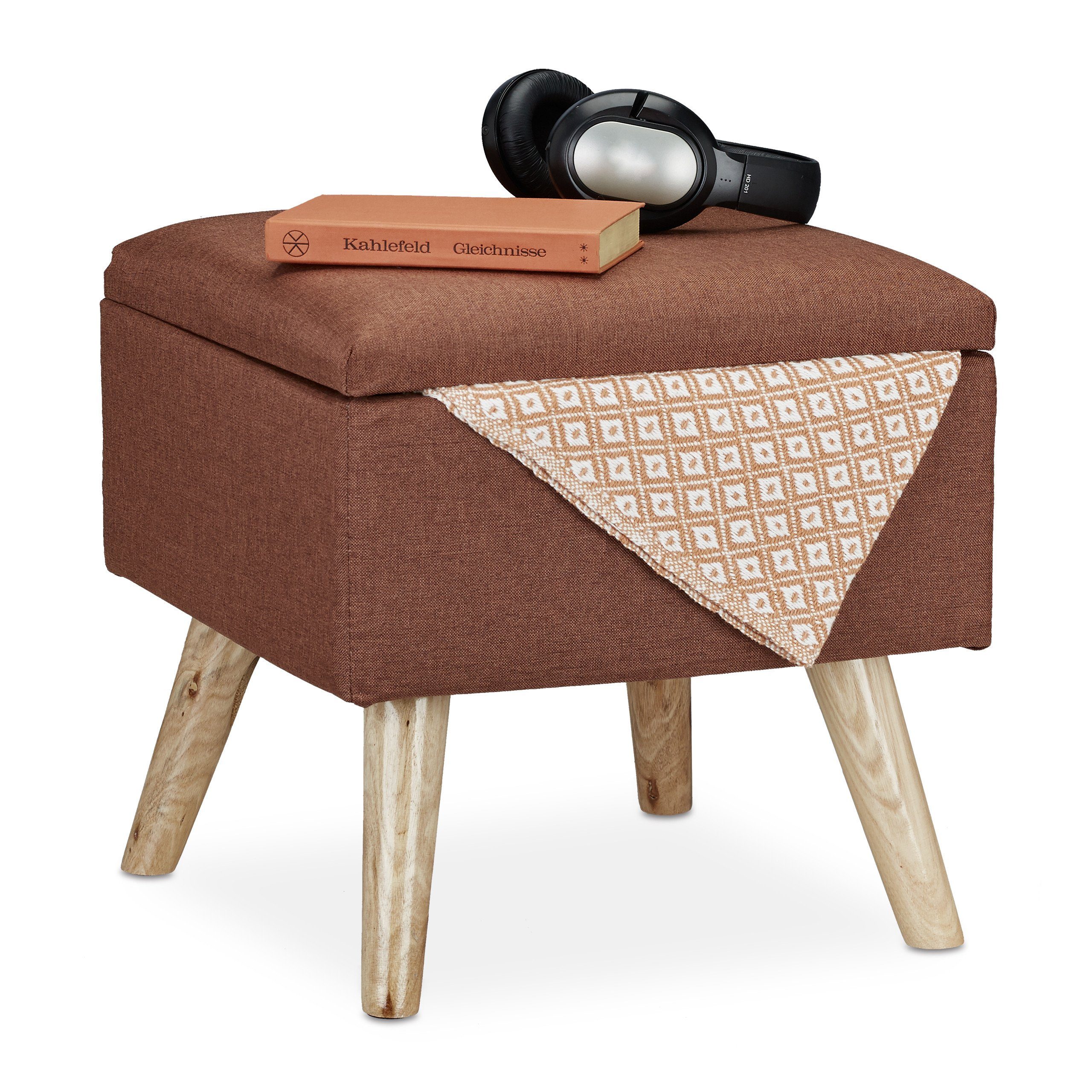 relaxdays Stauraumhocker Hocker mit Stauraum, braun günstig online kaufen