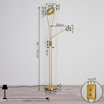 hofstein Stehlampe »Caualo« LED Stehleuchte Bodenlampe, Metall goldfarben, 3000 Kelvin, dimmbare Standlampe mit An-/Ausschalter, LED 1850 Lumen LED Leselicht