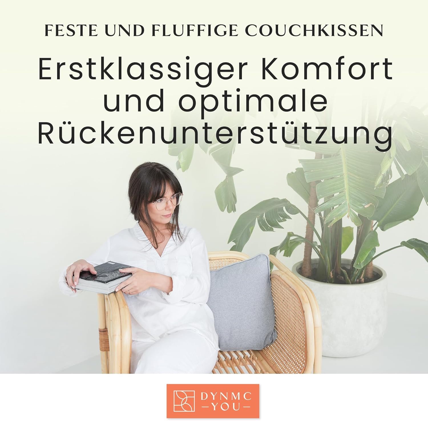DYNMC you Sofakissen mit Füllung und Bezug - 2er Set mit Viel Füllung, Rückenkissen mit Baumwoll-Bezug - Bequeme Dekokissen – Bild 5 von 5