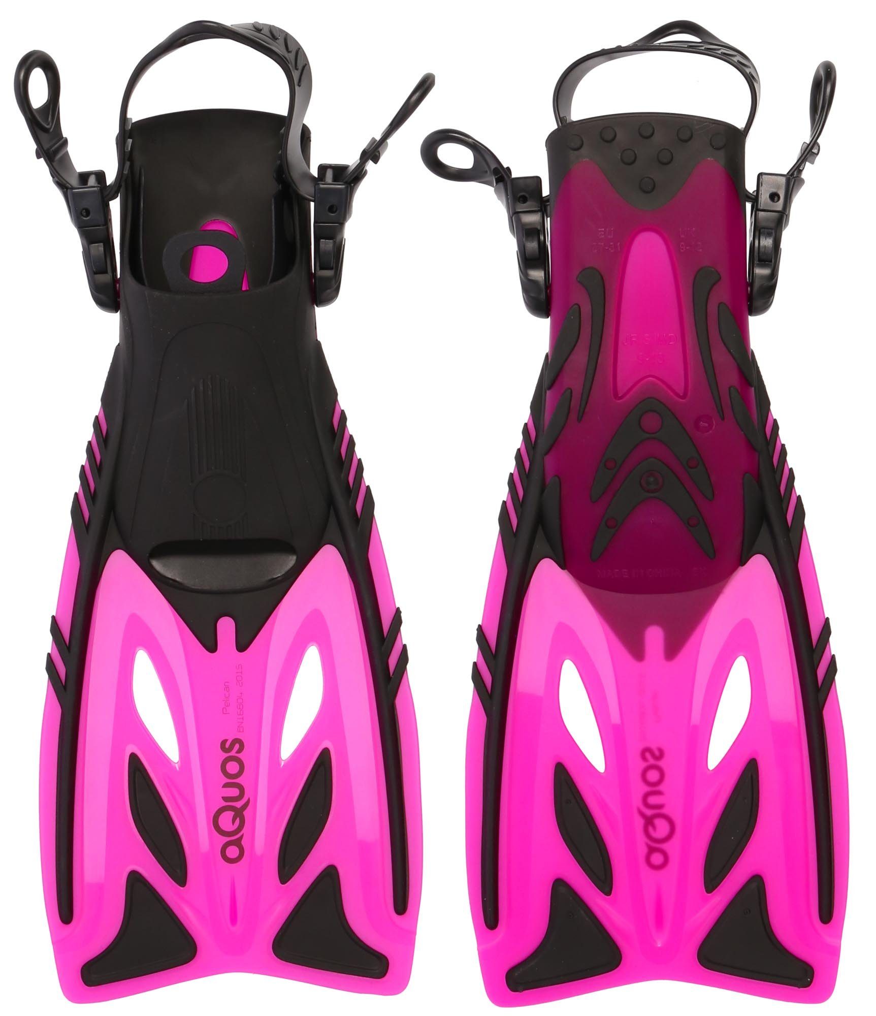 aQuos Flosse Aquos Junior Kinder Flossen pink Pelican Taucherflossen, mitwachsend, verstellbares Fersenband