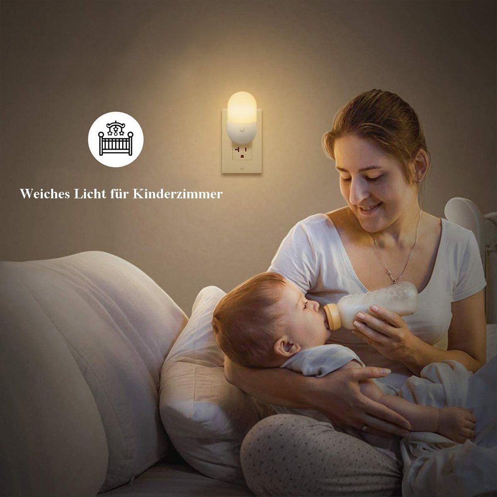 Qelus Nachtlicht LED für Nachtlicht Schlafzimmer, Nachtlicht Stromsparende, warmweiß/weiß Steckdose, Kinderzimmer, weiß, Kinder warmweiß