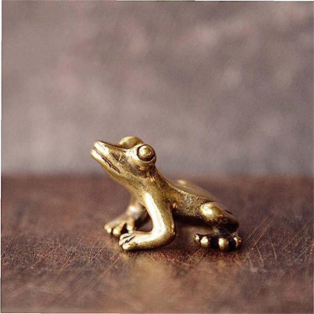 Miniatur-Frosch-Statue, TUABUR St) Vintage-Kupfer-Frosch-Tischdekoration Skulptur (1