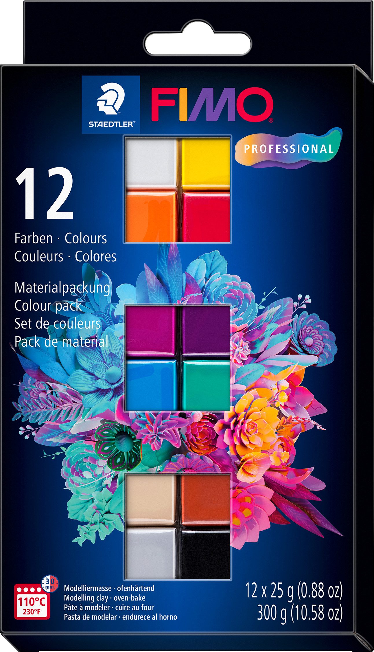 FIMO Modelliermasse Basic, 12 Halbblöcke, 300 g