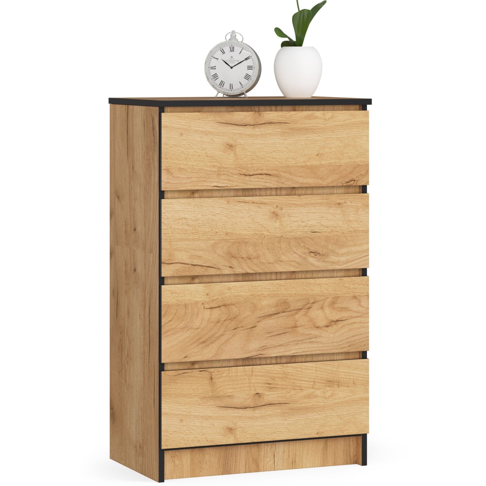 Kommode mit 4 Schubladen 60 cm breit Holz Schrank