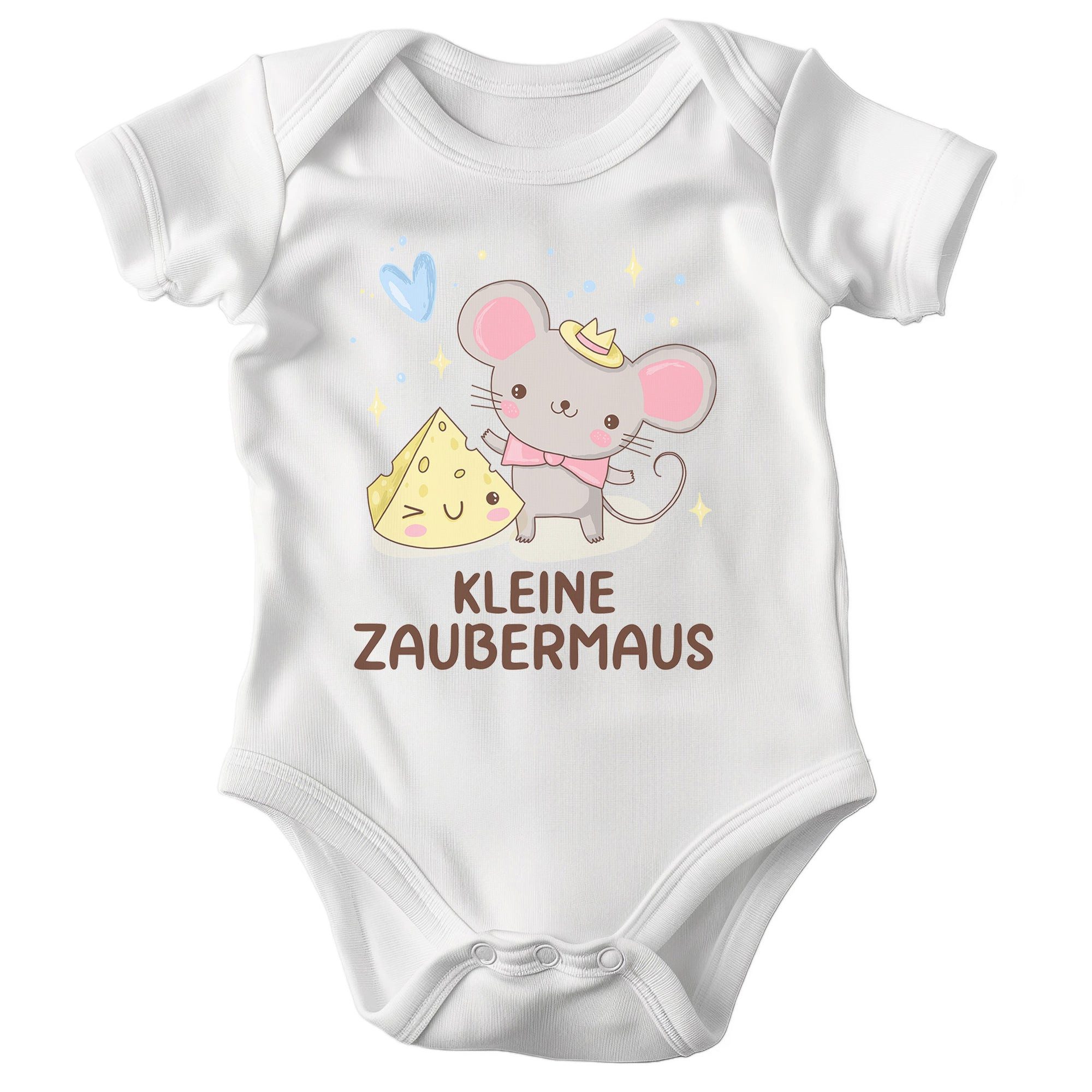 22Feels Kurzarmbody Bio Mädchen Babybody Weiß Kleine Zaubermaus Geschenk Geburt Taufe BIO-Baumwolle - In Deutschland Bedruckt - Niedlicher Print