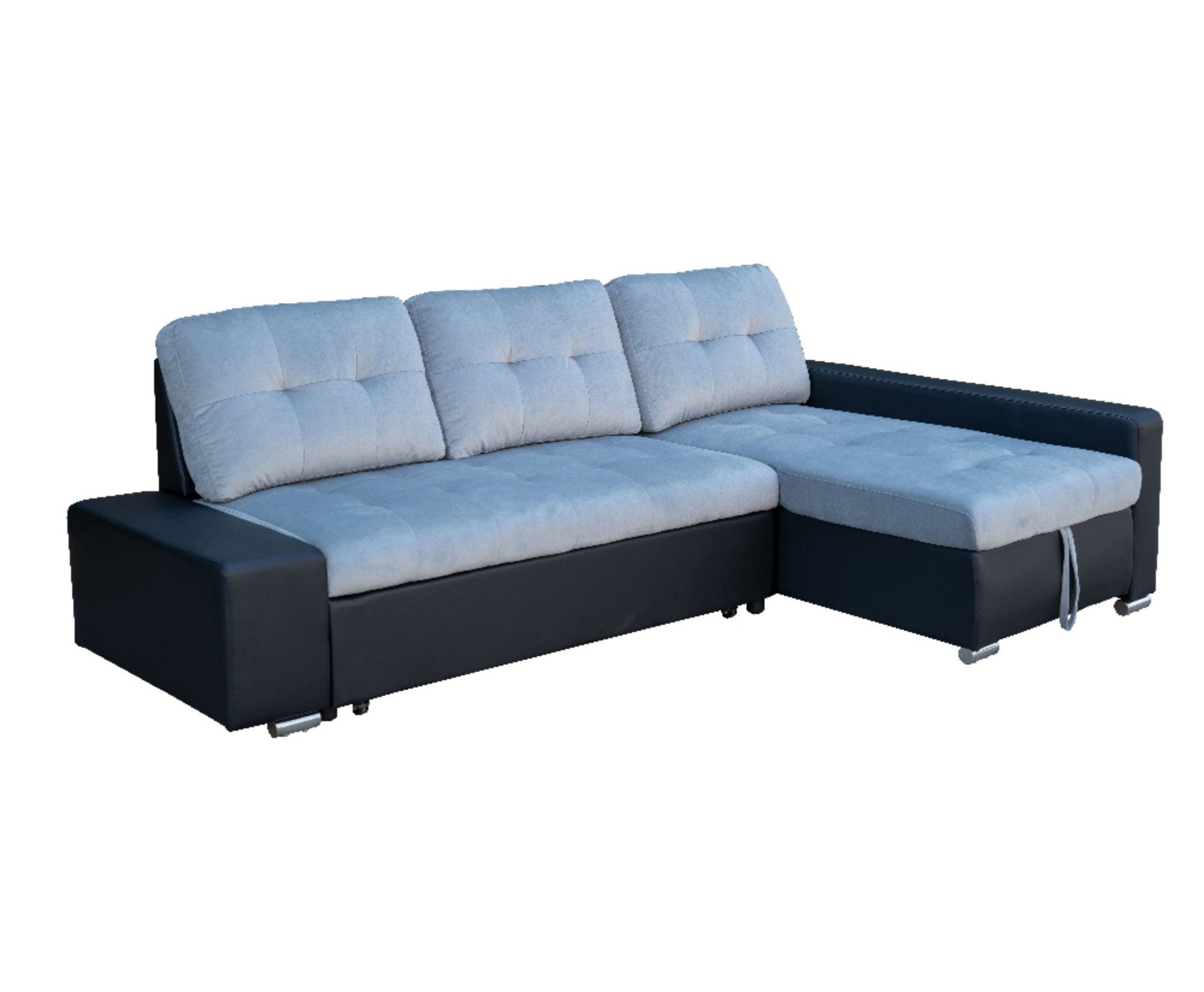 Happy Home Ecksofa Ecksofa Sofabett mit Stauraum und Bettfunktion schwarz Lederoptik