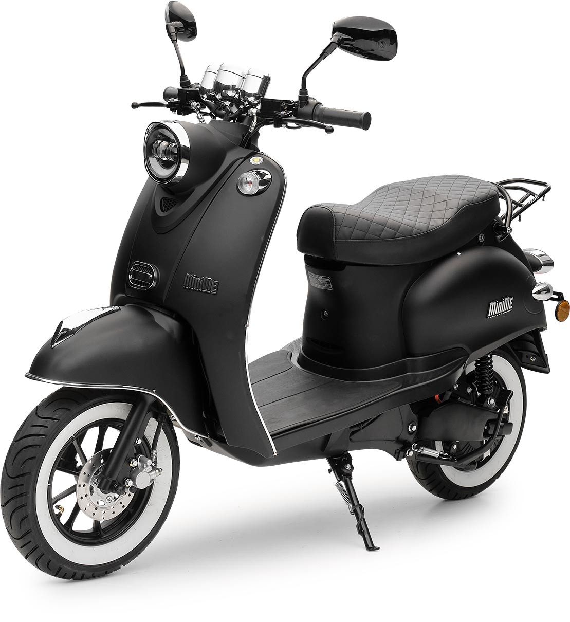 Burnout E-Motorroller MiniMe Mattschwarz, 2000.00 W, 45 km/h (Doppelakku), Bosch Elektromotor (wartungsfrei)