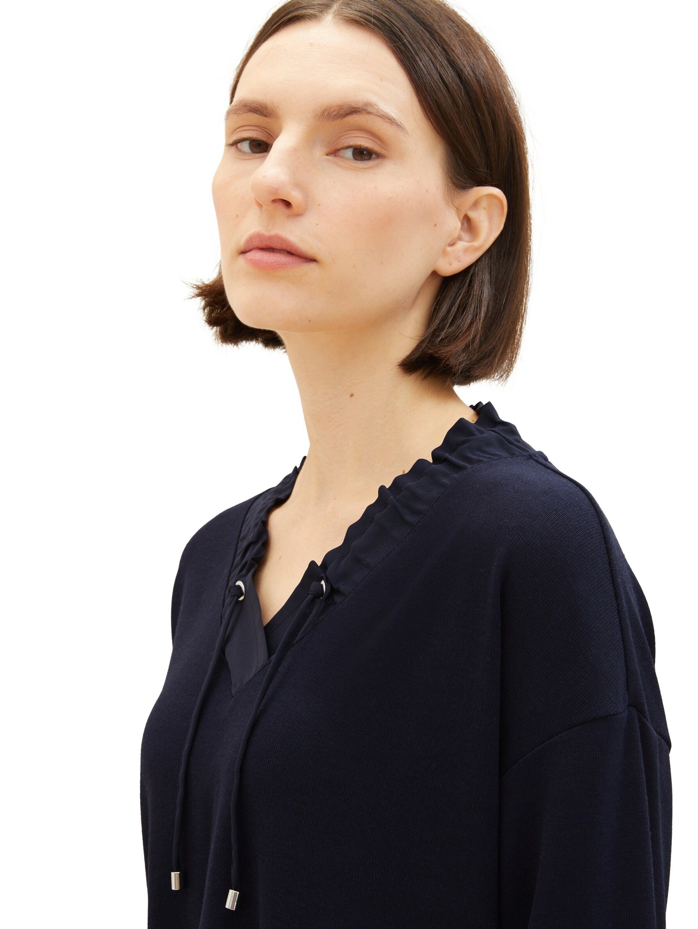 TOM TAILOR Langarmshirt (1-tlg) Drapiert/gerafft