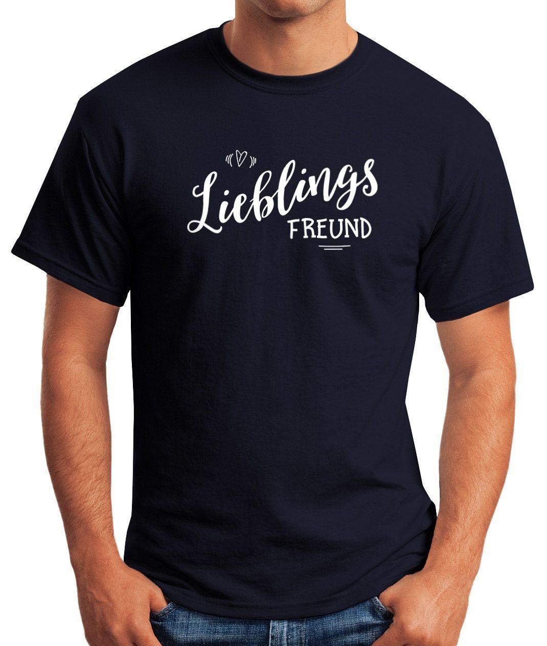 MoonWorks Print-Shirt Herren T-Shirt Lieblingsfreund Print Partner mit Freundschaft Freund Liebe Moonworks® navy Geschenk