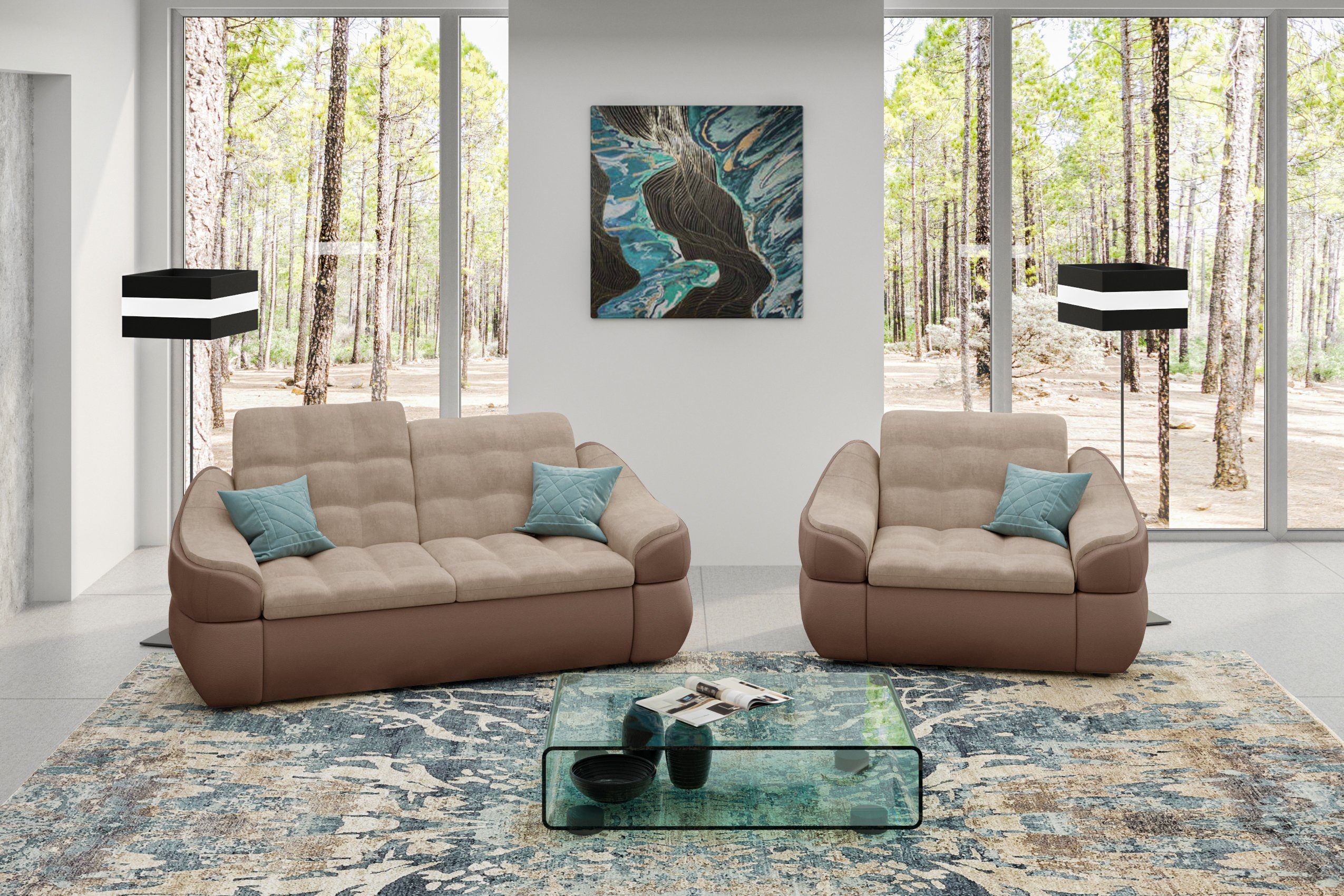 bestehend Modern Stylefy Design Sofa Polstergarnitur Sessel, (2-tlg), 2-Sitzer und (Set aus Alisa,