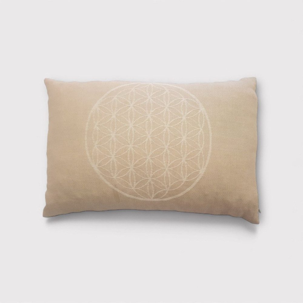 geborgenschlafen Zirbenkissen Blume des Lebens mit Zirbenkiefernöl für Entspannung, 2-tlg., Naturreines Zirbenöl & Kissen klein - Schlafkomfort & Wohlbefinden