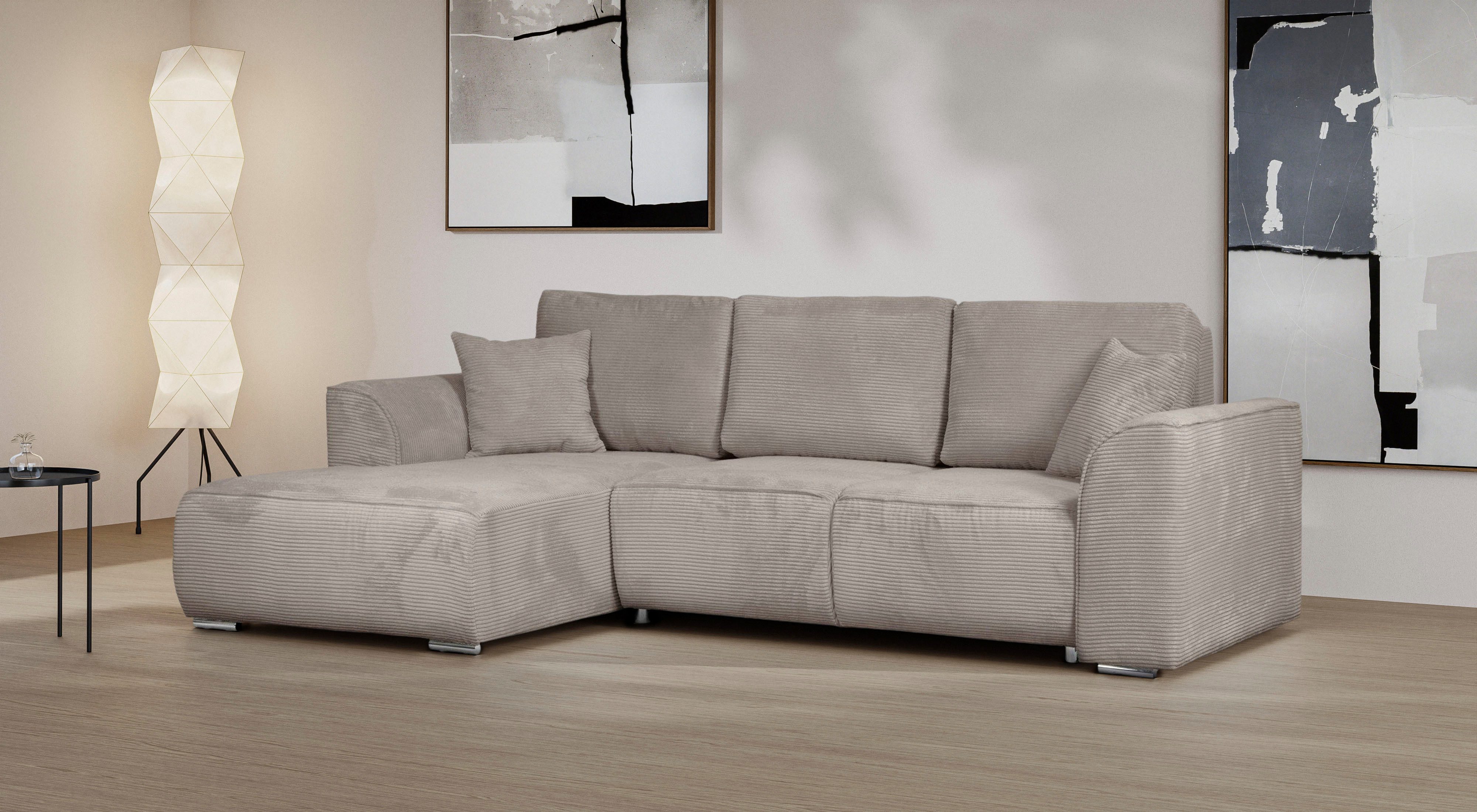 INOSIGN Ecksofa BEATRICE optionale Schlafsofa mit Bettkasten, B/T/H: 265/170/86 cm, L-Form, wahlweise auch mit Bettfunktion und Bettkasten