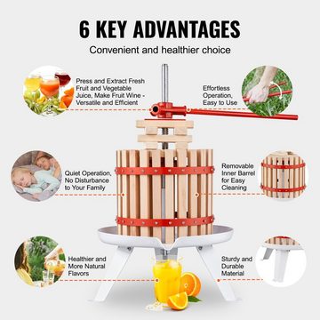 VEVOR Entsafter 18 L Obstpresse 25 x 37 cm Holzkorb, Das ist eine großzügige Menge Saft aus einer einzigen Presse