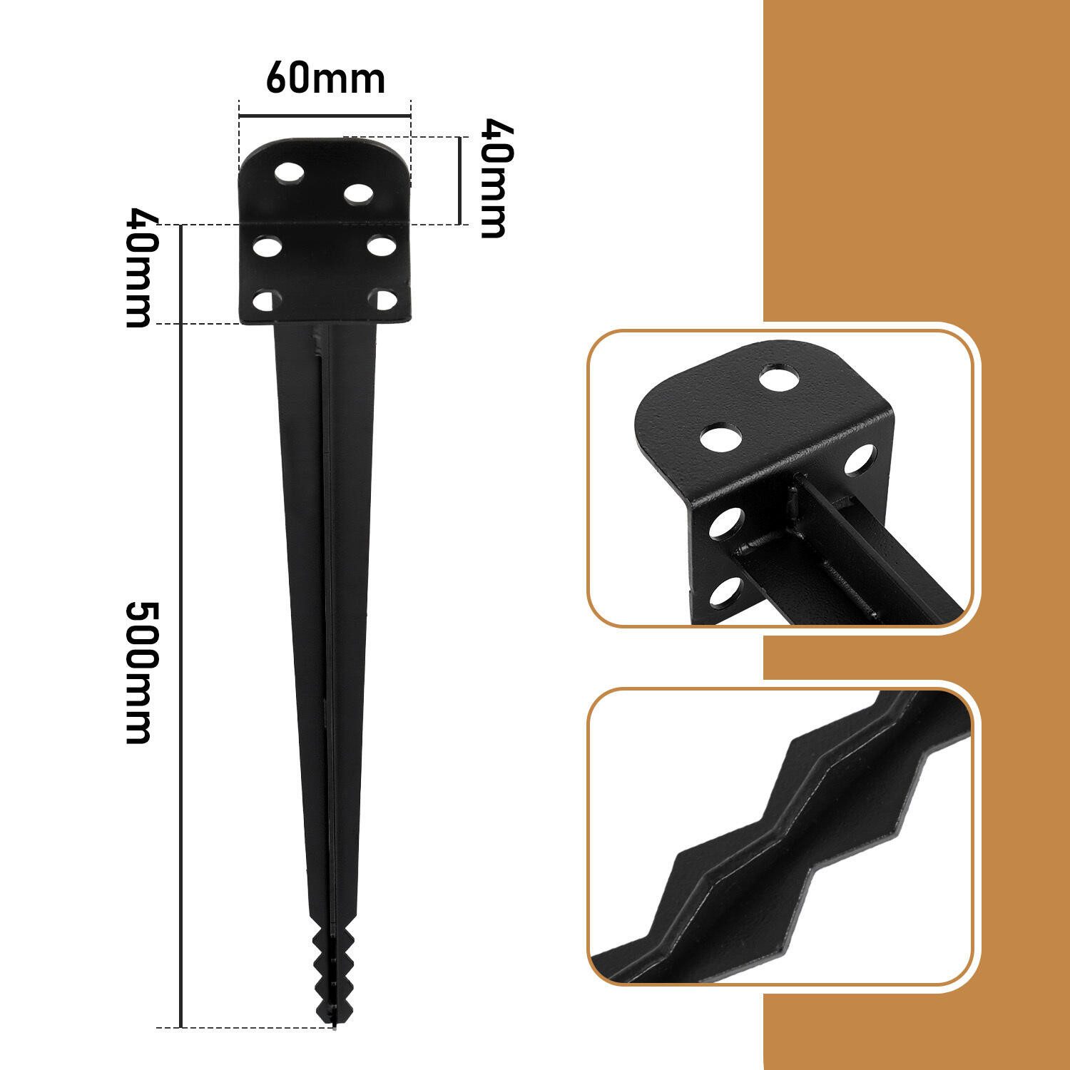 Clanmacy Pfostenträger Pfostenträger Einschlagbodenhülse 50/70 cm 2-8 St. für Holzpfosten, (4-St)