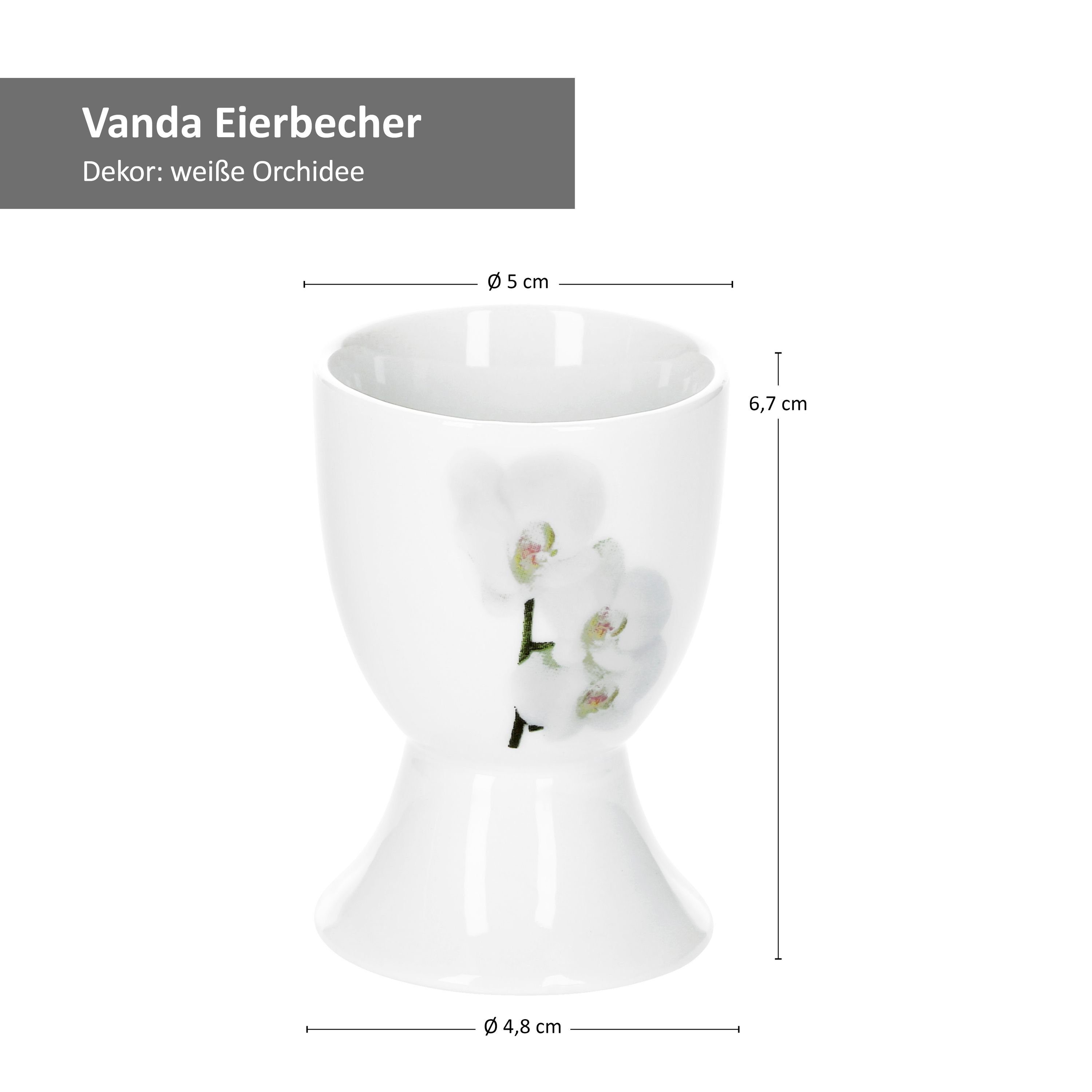 van Well Eierbecher 6x Vanda Eierbecher Orchidee Eierhalter Eierständer Porzellan Ostern