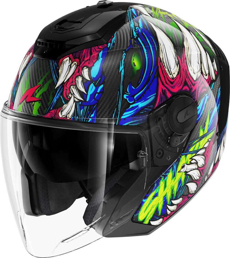 SHARK HELMETS Motorradhelm SHARK RS JET CARBON SHAYTAN KGV, Black Green Violet, Gr. M