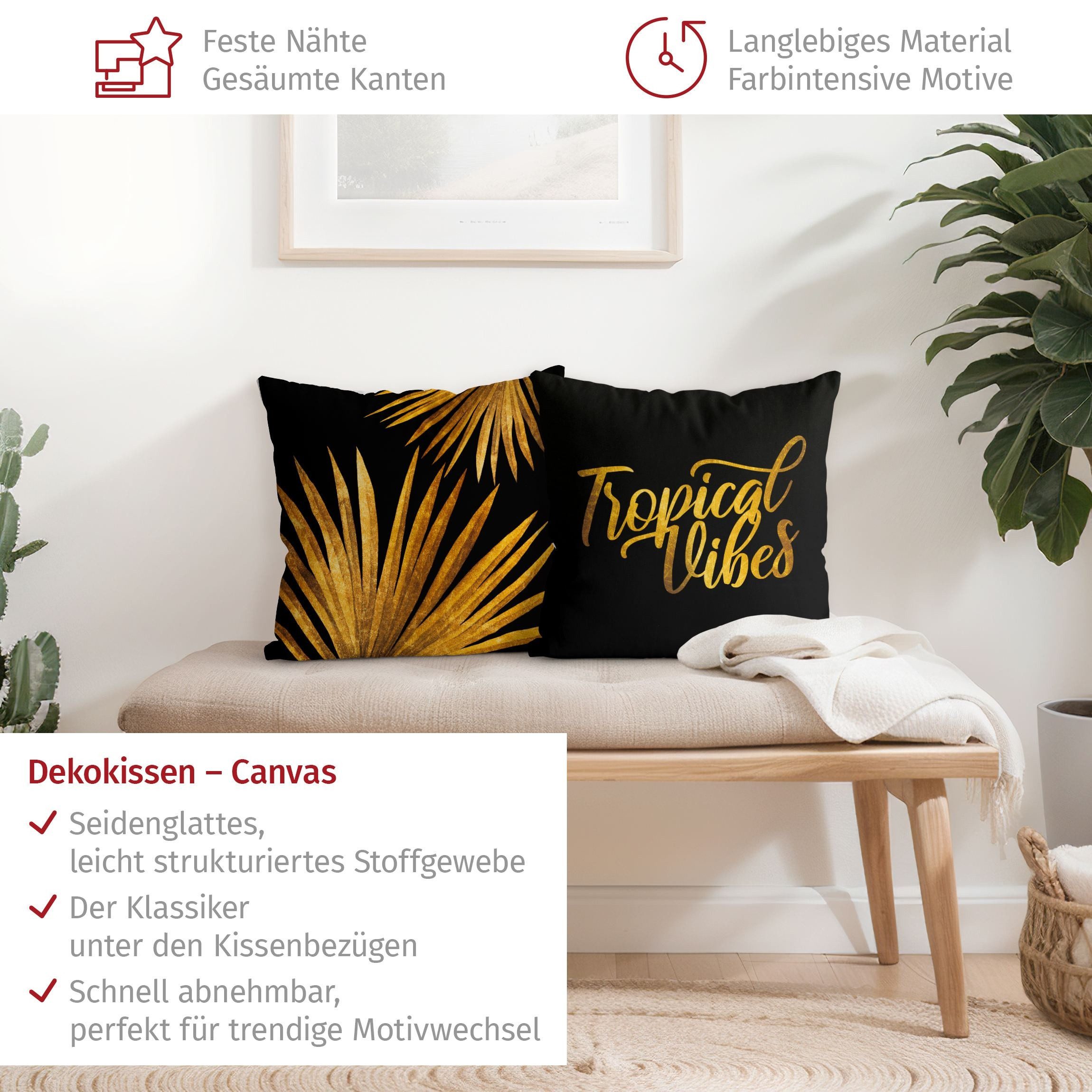 Bilderdepot24 Dekokissen 2-teilig drinnen Kissenhülle/ Sofakissen/ Zierkissen Kissenhülle gold, Bezug mit / ohne Füllung Zierkissen Outdoor Sofa Bett