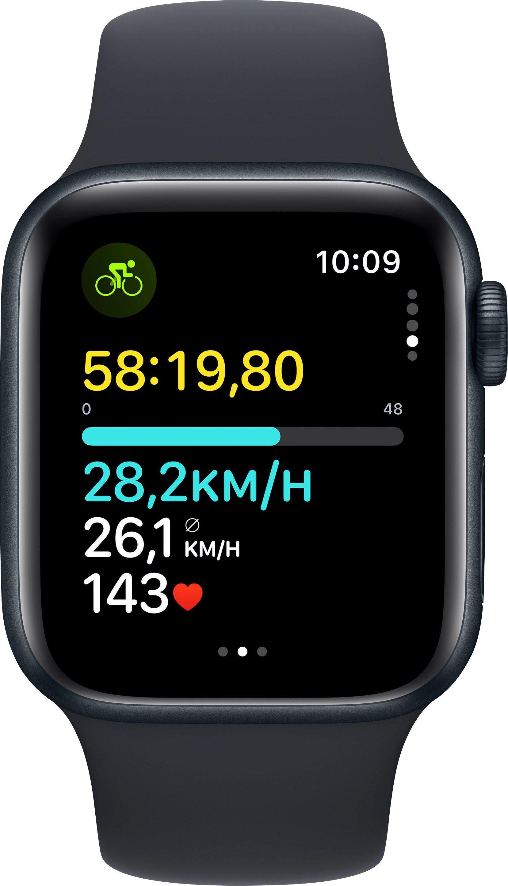 | M/L GPS cm/1,57 Band Zoll, OS + Watch Cellular (4 Aluminium Apple schwarz Smartwatch mm 10), 40 Sport Watch midnight SE