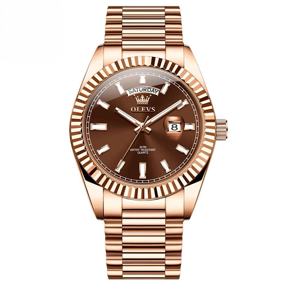 OLEVS Quarzuhr OLEVS Herrenuhr Edelstahl – Quarz, Datum & Wochentag, stilvoll