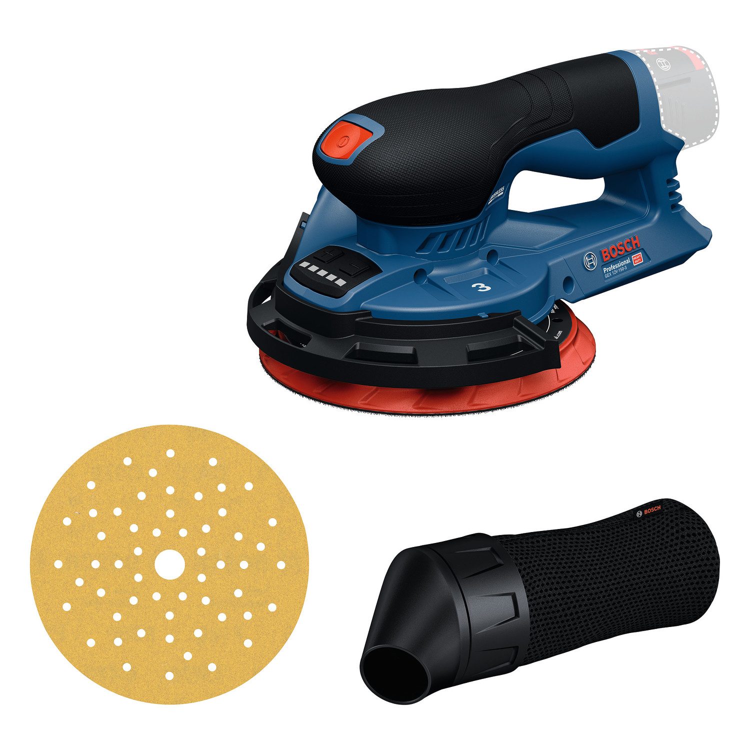 Bosch Professional Akku-Exzenterschleifer GEX 12V-150-3 Professional solo, ohne Akku und Ladegerät