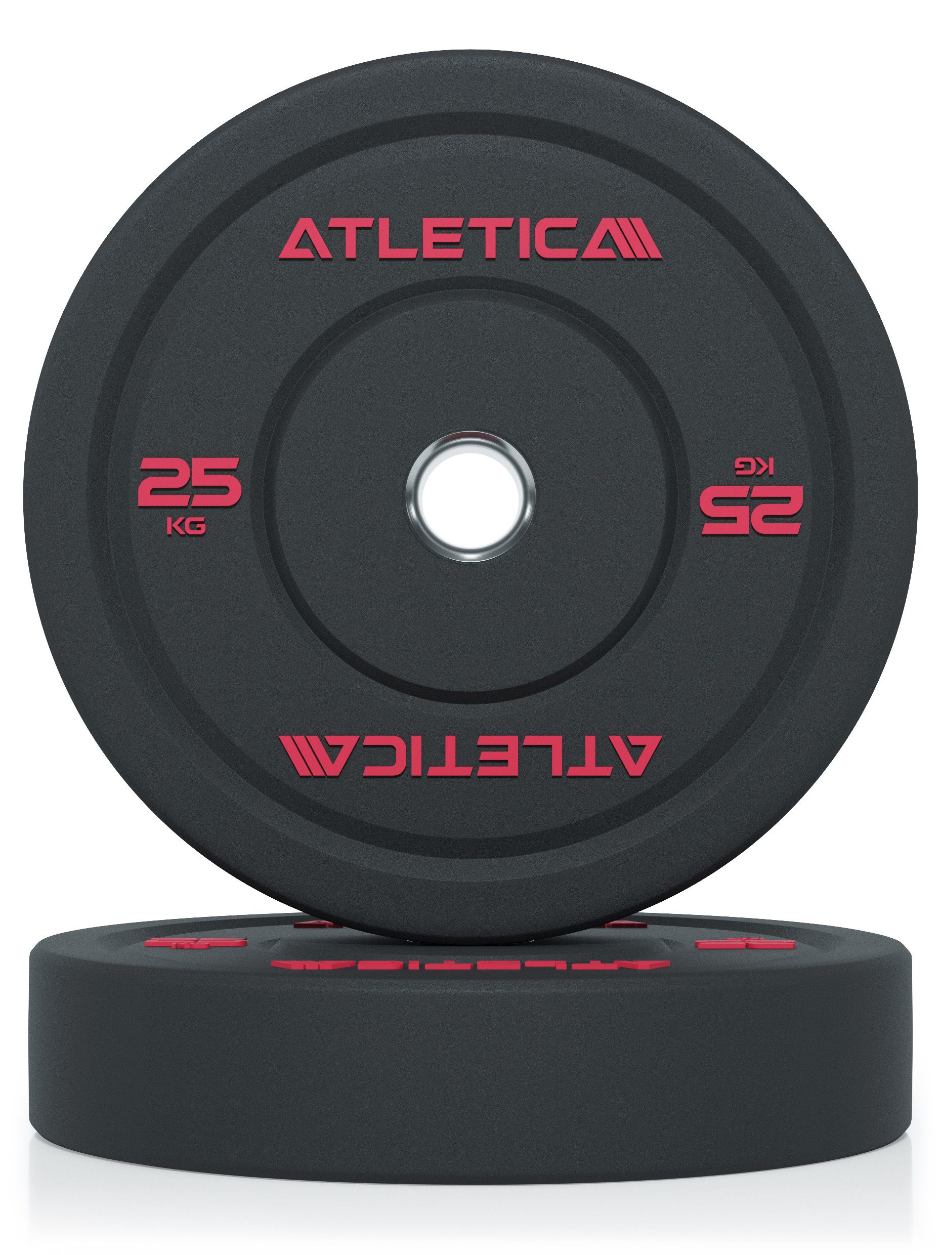 ATLETICA Hantelscheiben High Temp Bumper Plates, Paar, Hochwertiger Gummi, 50 kg