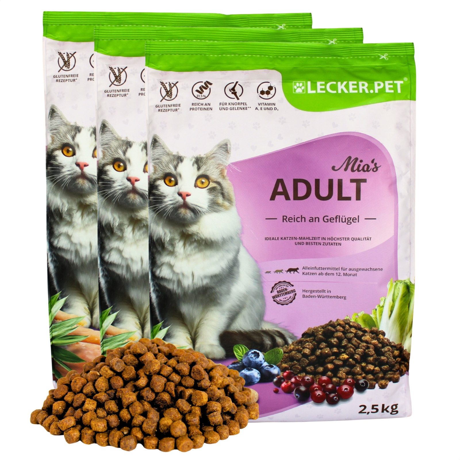 Lecker.Pet 7,5 kg Lecker.Pet® Mia's Adult Herzhaftes Geflügel Trockenfutter Geflügel