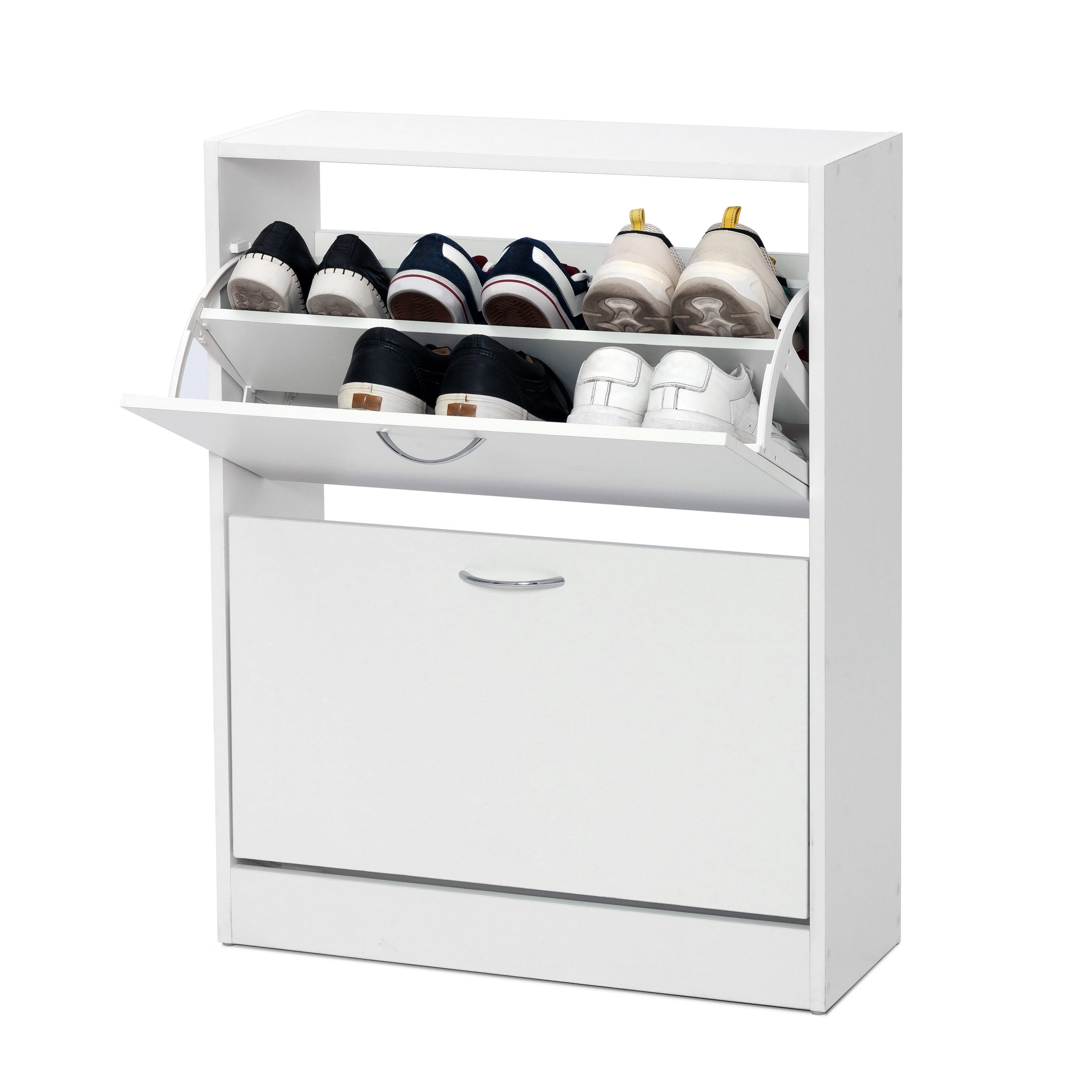 Mondeer Schuhschrank Verstellbarer Schuhkommode mit 2 Schublade, Verstellbar mit Stauraum, Praktisch, Weiß – Bild 3 von 5