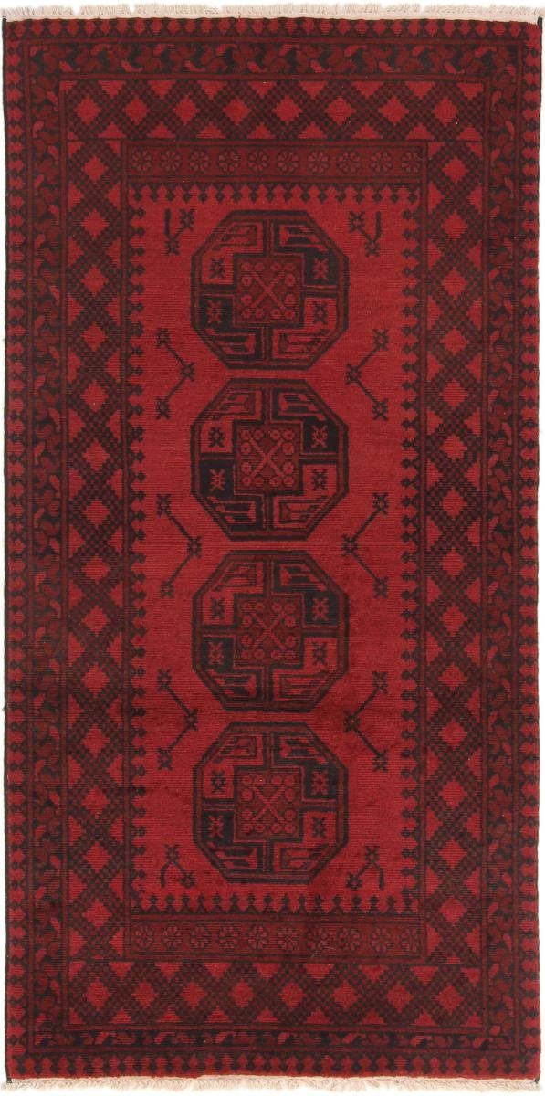 Orientteppich Afghan Akhche 94x194 Handgeknüpfter Orientteppich Läufer, Nain Trading, rechteckig, Höhe: 6 mm
