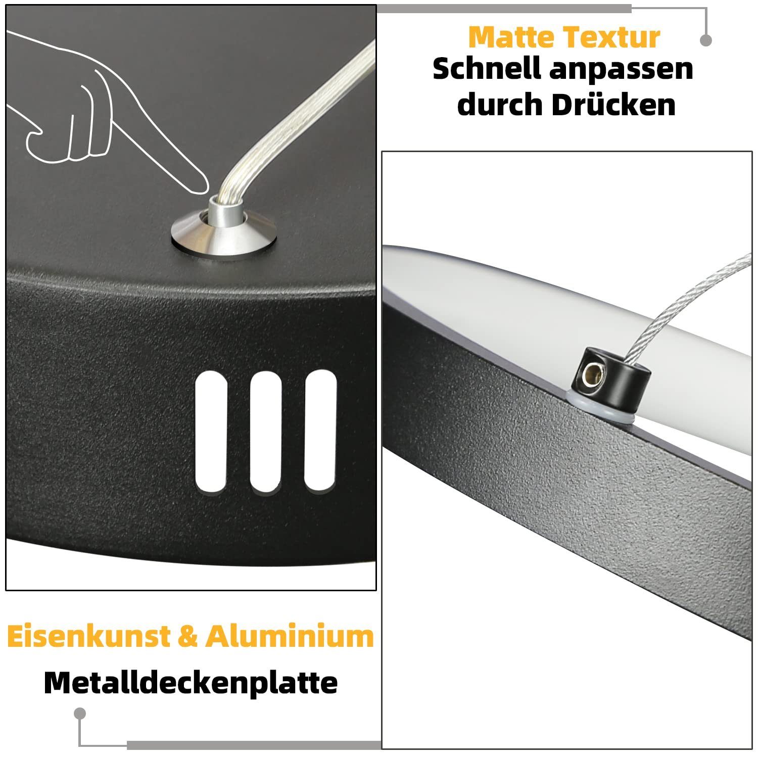 Nettlife LED Pendelleuchte Esszimmer Esstischlampe Schwarz Dimmbar 4Ring mit Fernnediennung, Höhenverstellbar, LED fest integriert, Warmweiß, Neutralweiß, Kaltw – Bild 4 von 5