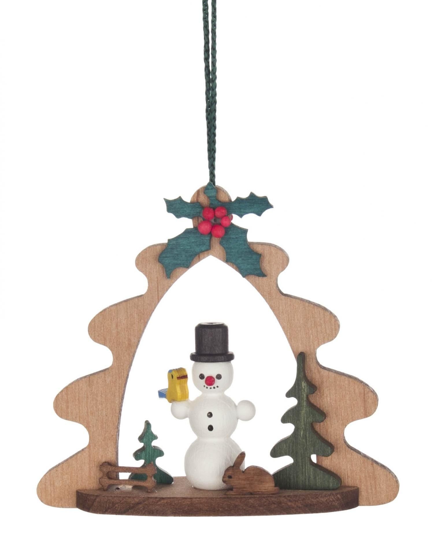 Dregeno Erzgebirge Christbaumschmuck Baumbehang Schneemann BxHxT 70x70x10mm NEU