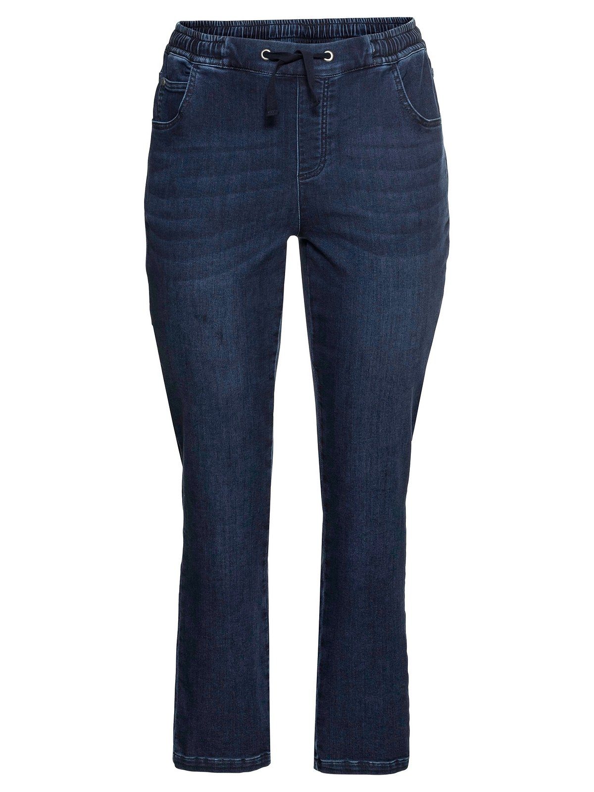 Sheego Schlupfjeans Große Größen aus Sweatdenim mit Bindeband