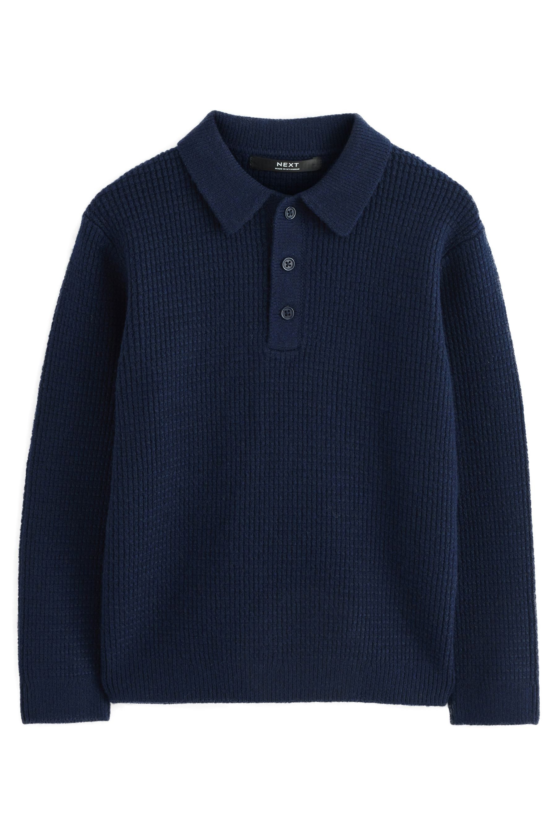 Polokragenpullover Gestricktes Poloshirt mit Knopfleiste