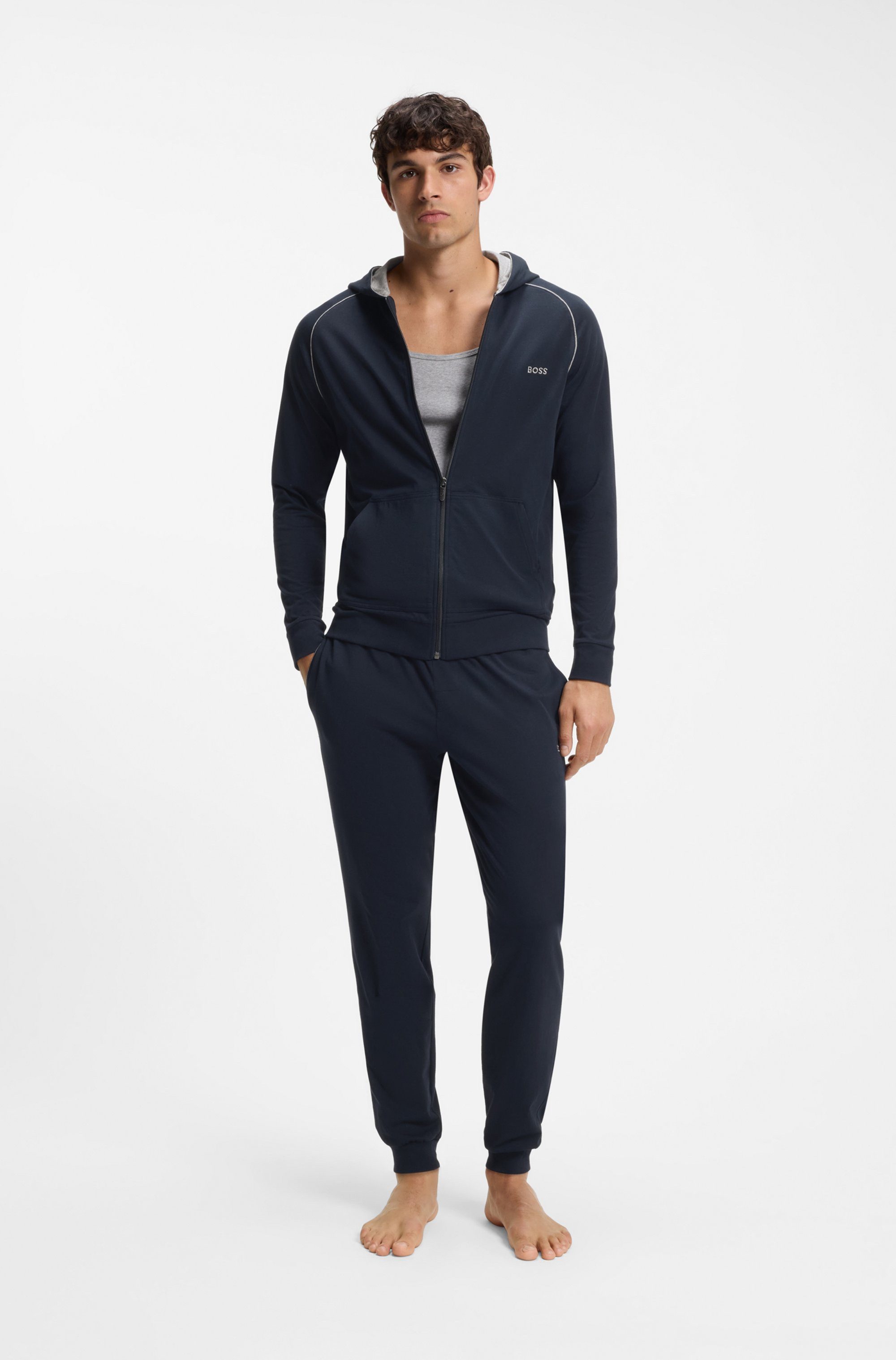 BOSS Kapuzensweatjacke Mix&Match Jacket H mit BOSS Stickerei auf der Brust