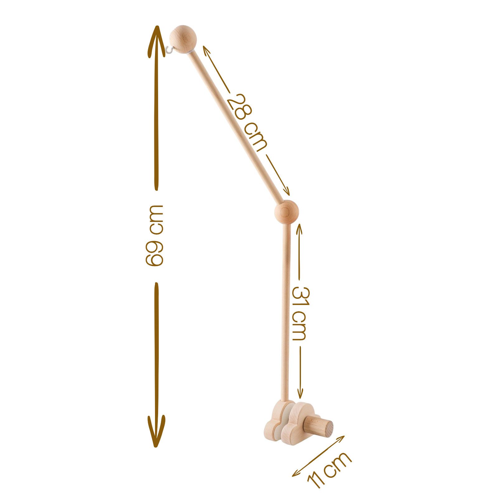 Zayno Mobile Mobilehalterung Wolke aus Holz Natur 69cm, (Set, 1-tlg., Hervorragendes Geschenk zur Geburt), Unterstützt das Einschlafen deines Babys.