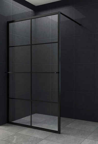 Home Systeme Walk-in-Dusche LONDON Schwarz Duschtrennwand Duschkabine Duschabtrennung Duschwand