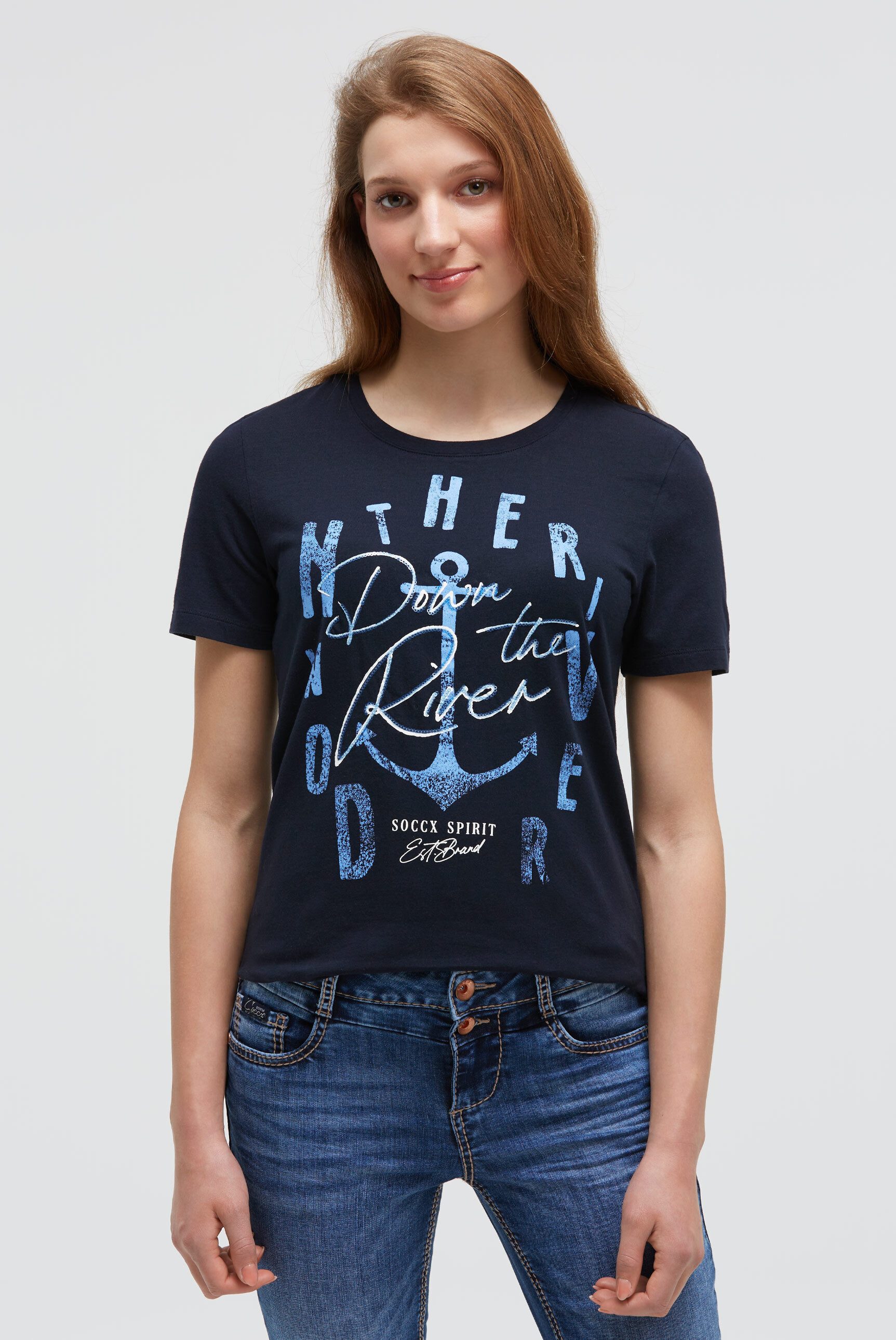 SOCCX Rundhalsshirt mit Baumwolle günstig online kaufen