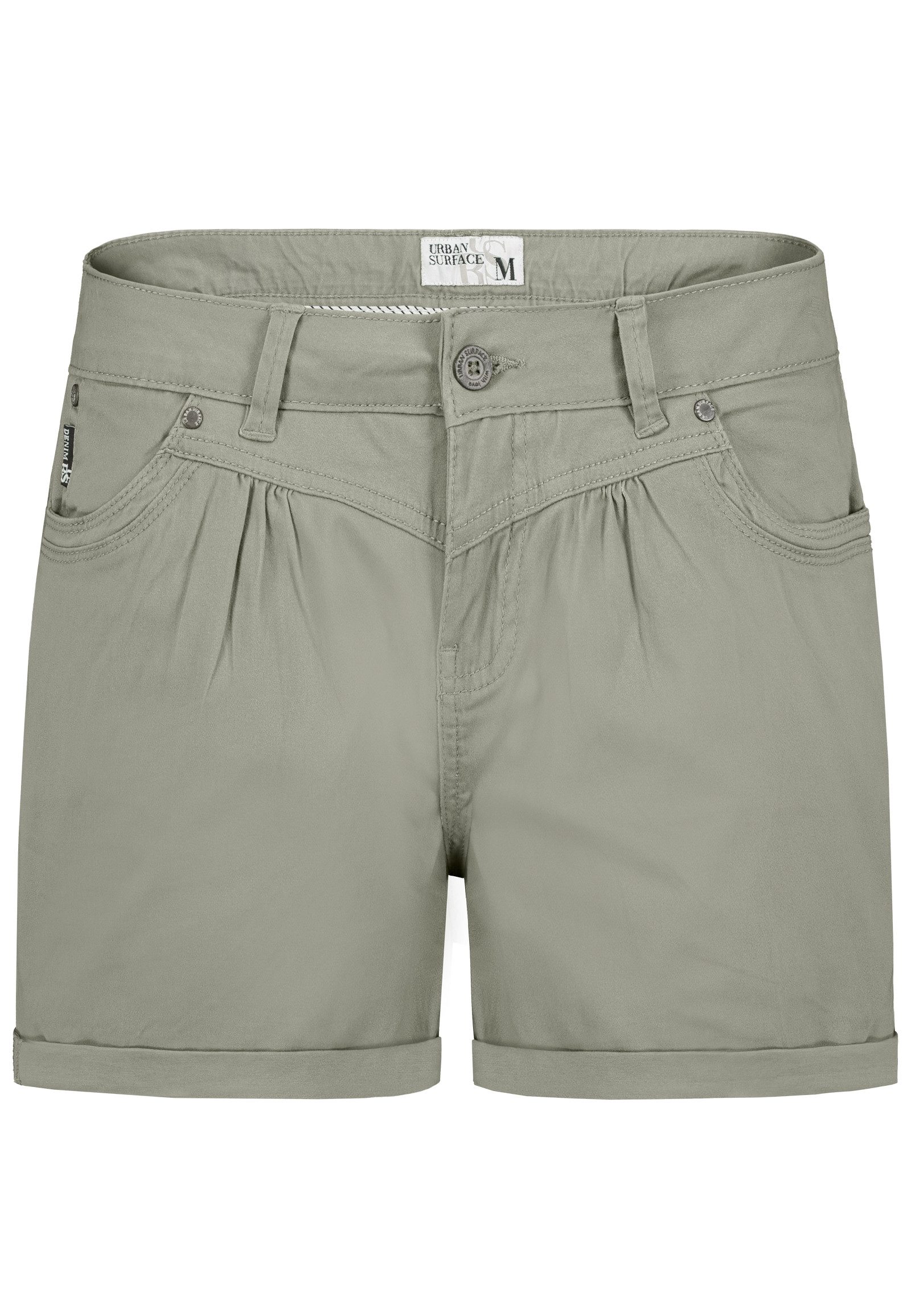 Urban Surface Chinoshorts Damen Stretch-Shorts Chino-Style Bundfalten, stretchy, Aufschlag am Bein