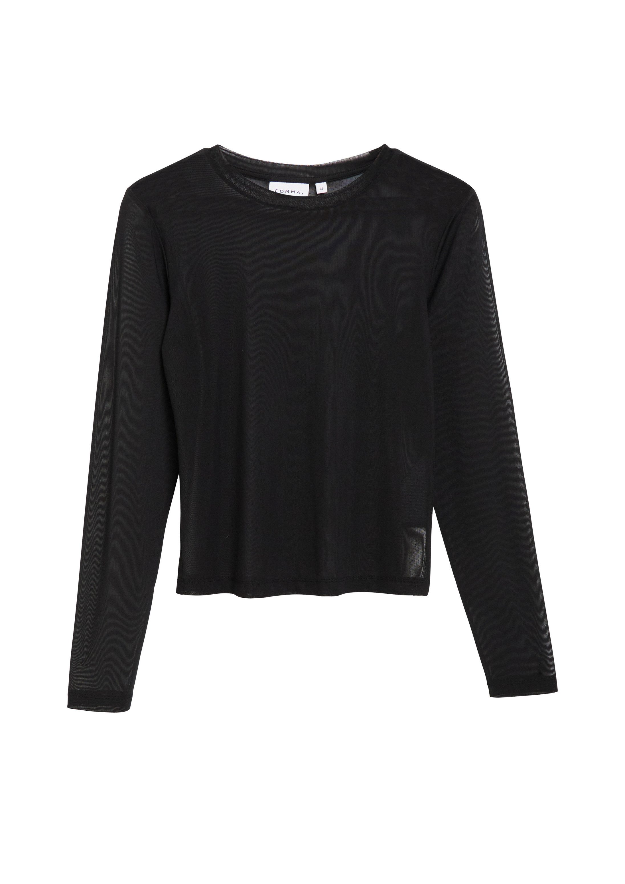 comma Langarmshirt T-Shirt Longsleeve aus Mesh