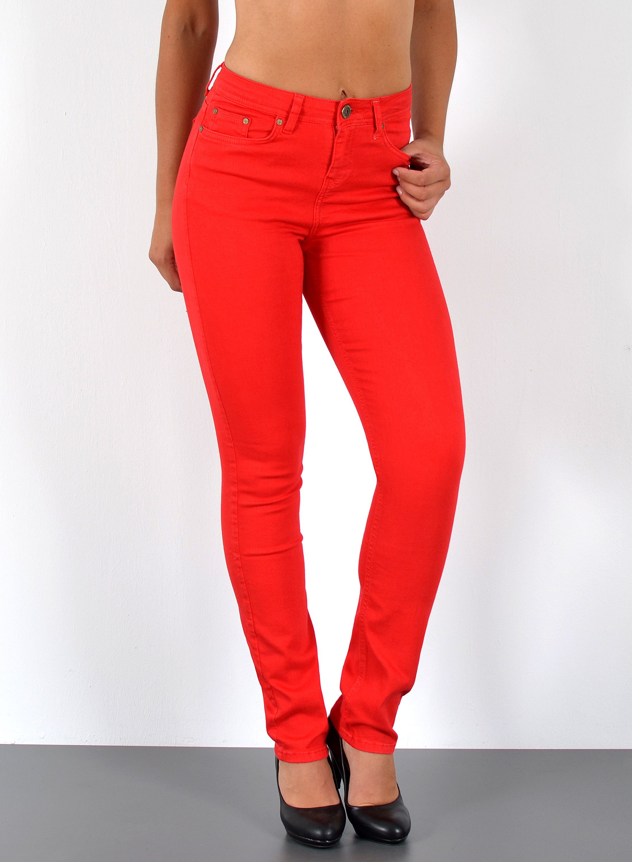 ESRA Straight-Jeans Stretch Jeans Straight Fit Damen Regular Hose High Wais günstig online kaufen