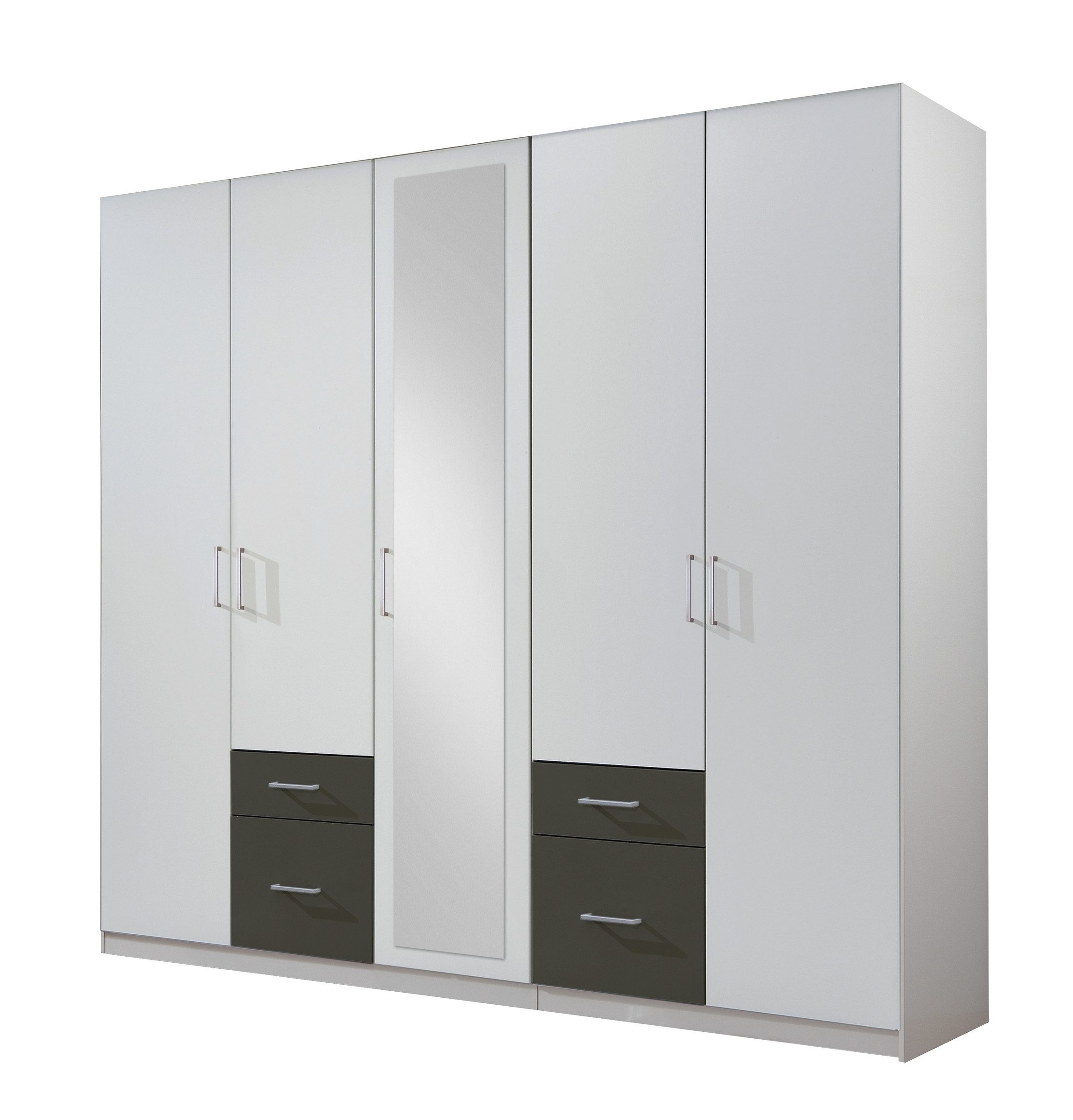 Wimex Drehtürenschrank in WEISS + GRAPHIT - 225x208x58cm (BxHxT)