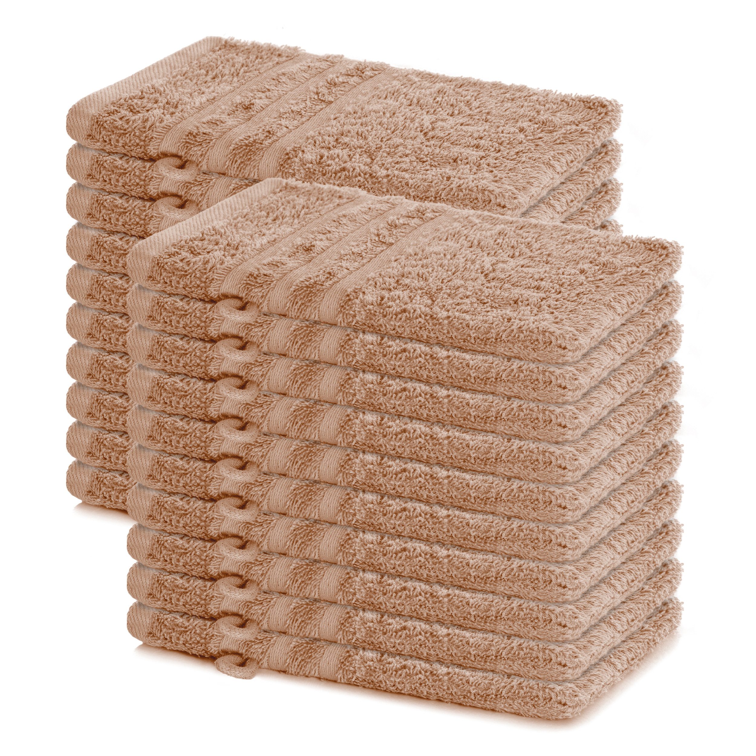 Lavea Waschhandschuh 20er Set Waschhandschuhe, 15 x 21 cm, Elena-Frottierserie, Waschlappen, (20-St), 500 g/m² Frottier, weich & saugstark, pflegeleicht