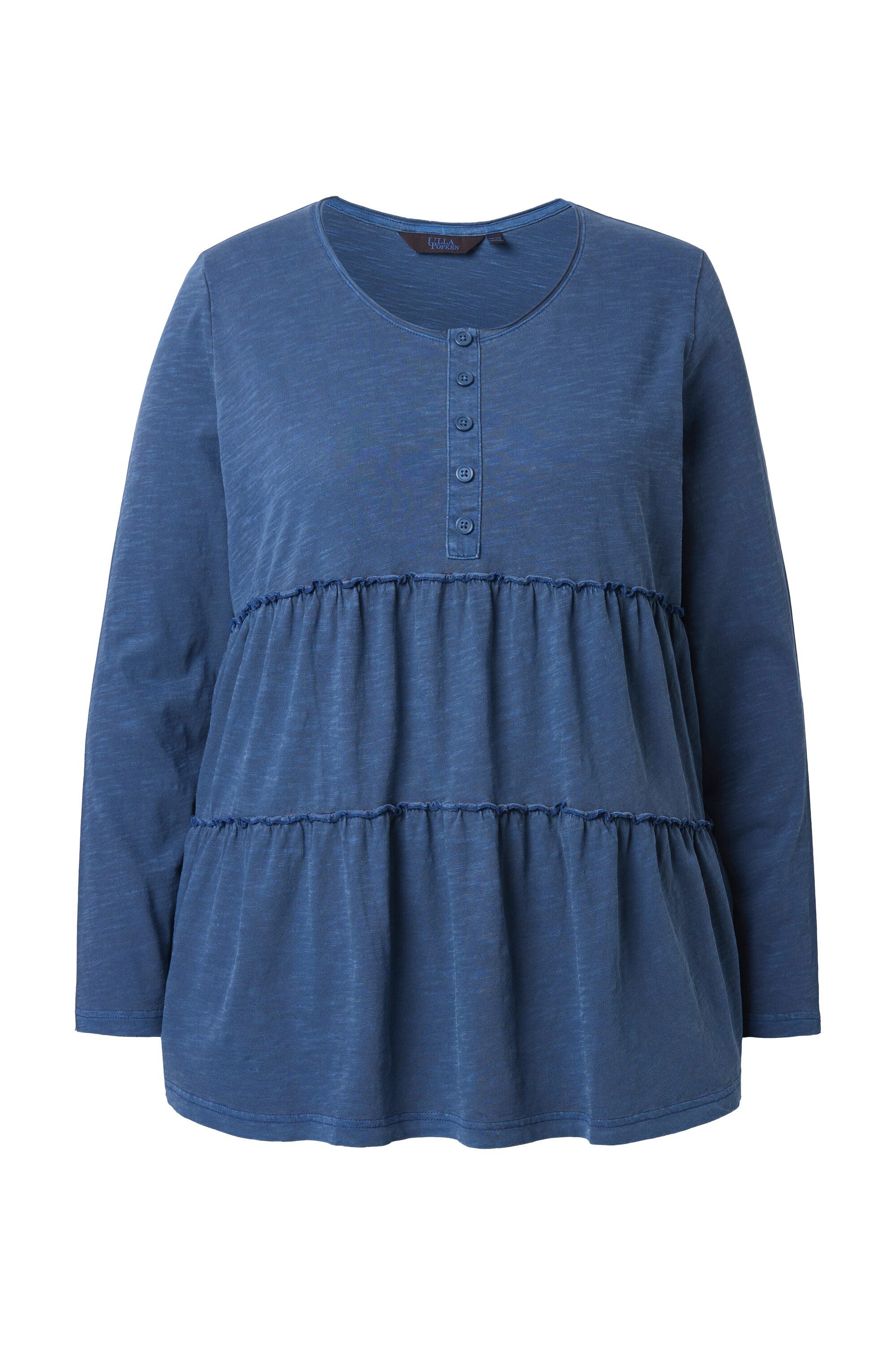 Ulla Popken Longsleeve Shirt Volants A-Linie Rundhals Langarm günstig online kaufen