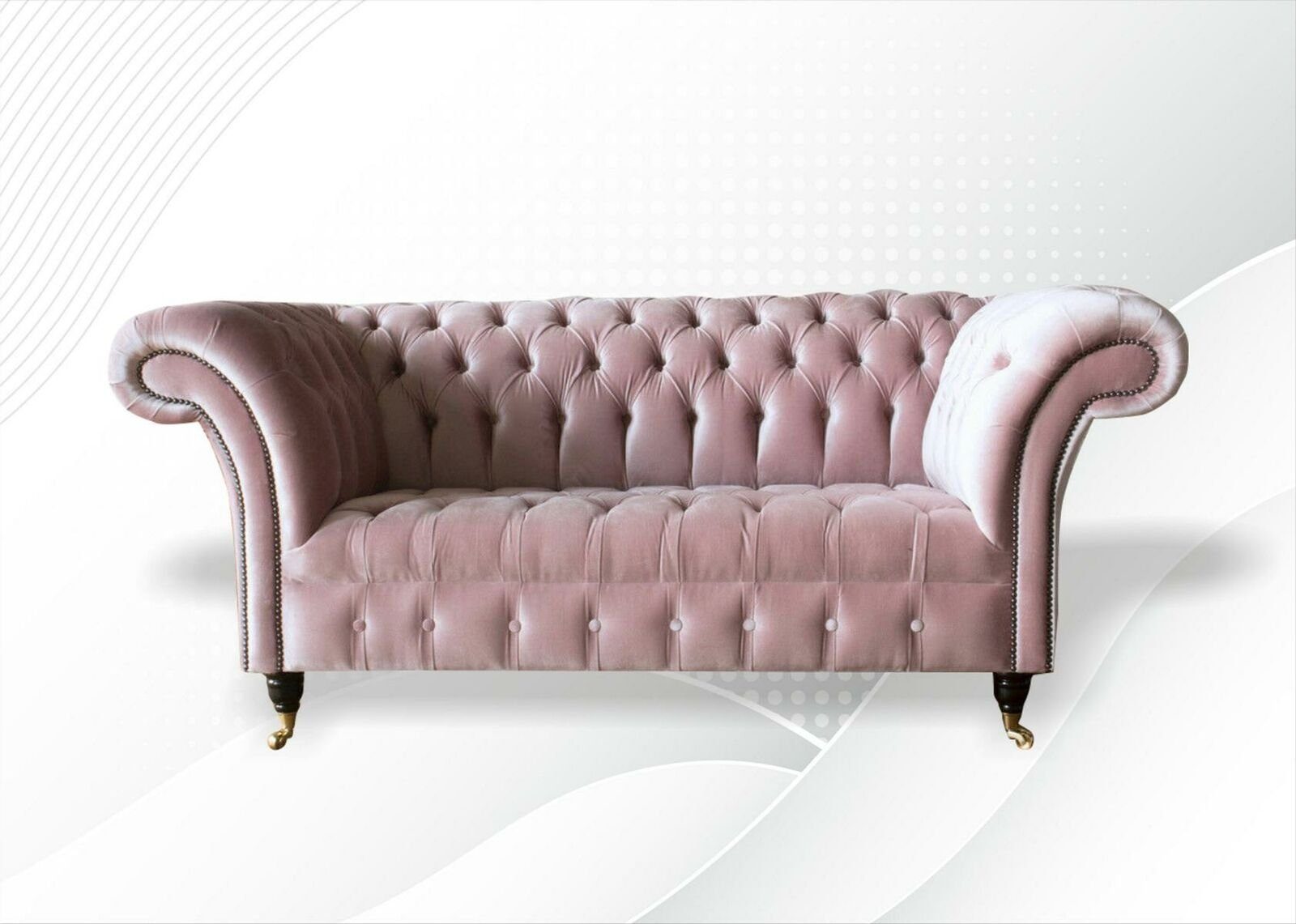 JVmoebel Chesterfield-Sofa, Chesterfield Rosa Stoff Wohnzimmer Design Couchen Polster Sofa