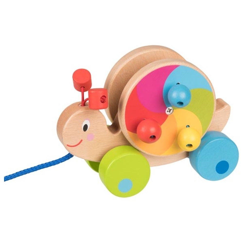 goki Nachziehtier Ziehtier Schnecke bunt mit 3 Klackerkugeln Holzziehtier 15,5 cm, (Set, 1-tlg), schöne Farbabstimmung